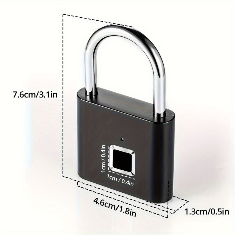 Silvery Advanced Fingerprint Smart Padlock USB Rechargeable Security Lock With Fingerprint Opening Technology For Home Office Travel Backpack Warehouse Locker - Image 4