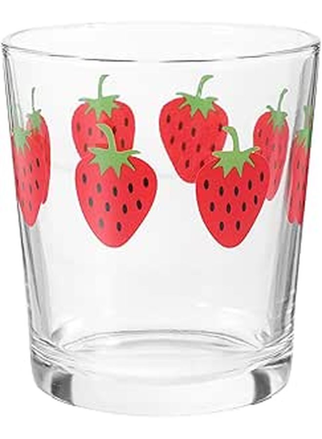 Thick Base Glass Mug For Hot And Cold Beverages Strawberry Design - Image 1