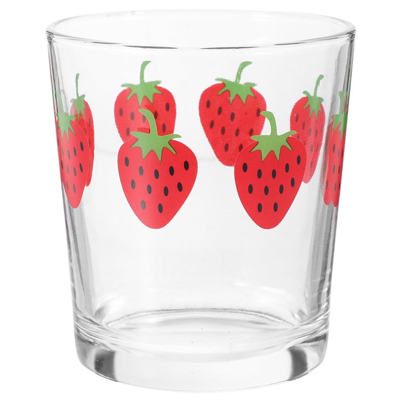 Thick Base Glass Mug For Hot And Cold Beverages Strawberry Design - Image 2
