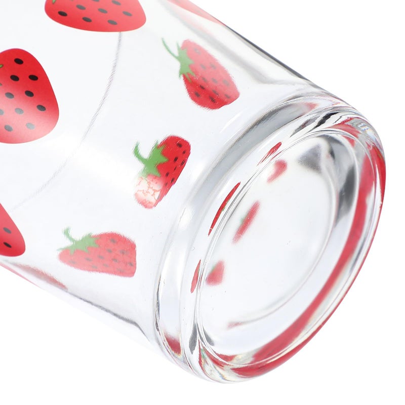 Thick Base Glass Mug For Hot And Cold Beverages Strawberry Design - Image 4