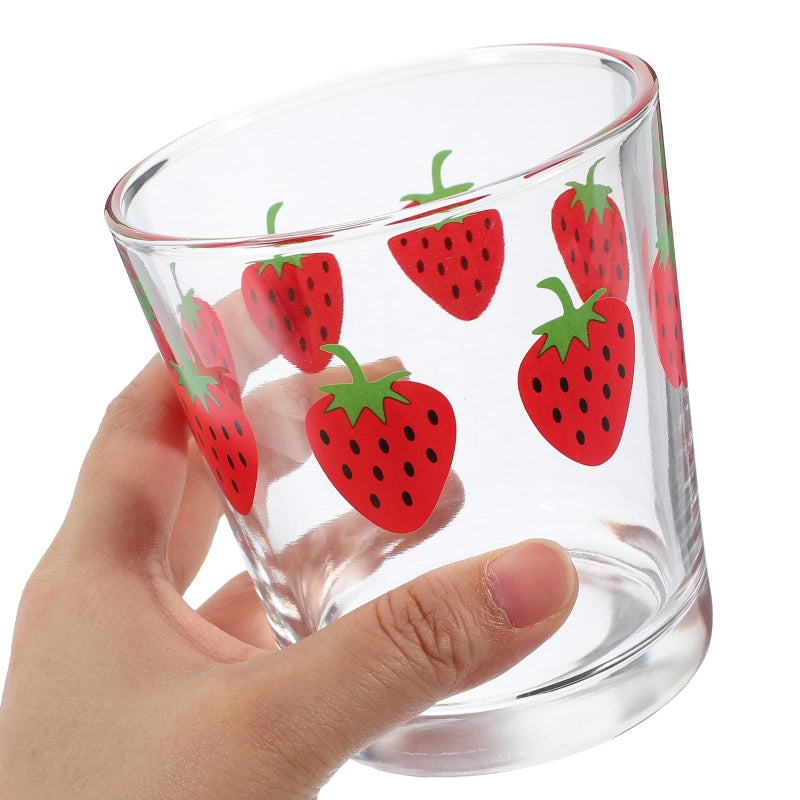 Thick Base Glass Mug For Hot And Cold Beverages Strawberry Design - Image 5