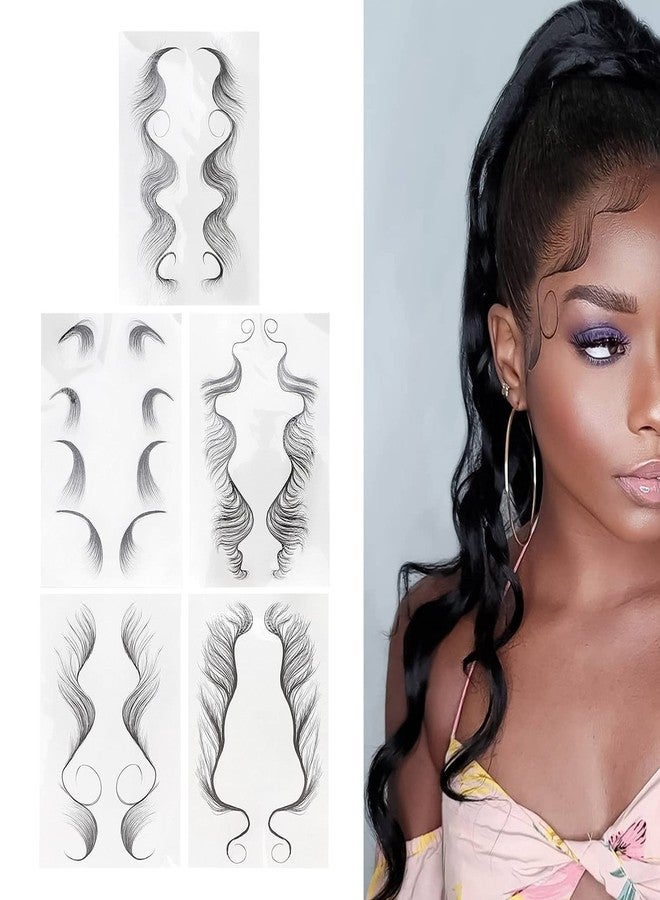 Filfeel Hair Edges Stickers 5 Sheets Baby Hair Edges Hair Temporary Stickers DIY Hairstyling Hair Stickers Fake Hairline Sticker for Women Girls - Image 2