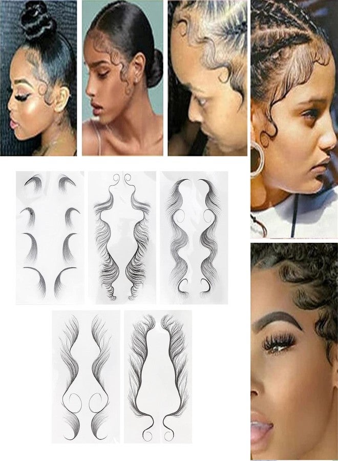 Filfeel Hair Edges Stickers 5 Sheets Baby Hair Edges Hair Temporary Stickers DIY Hairstyling Hair Stickers Fake Hairline Sticker for Women Girls - Image 4