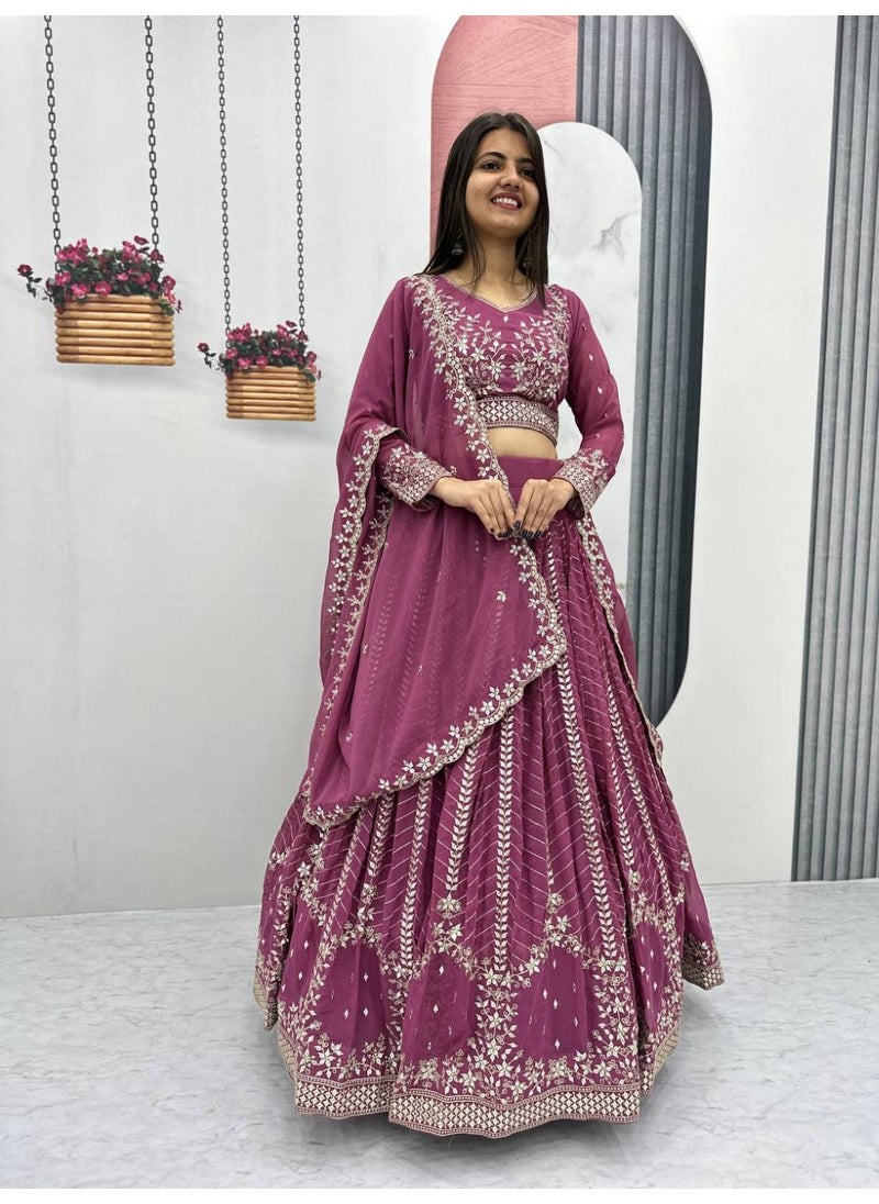 Super Asian Premium Heavy Faux Georgette Embroidered Lehenga Choli Set for Women – Fully Stitched with Dupatta  - Image 5