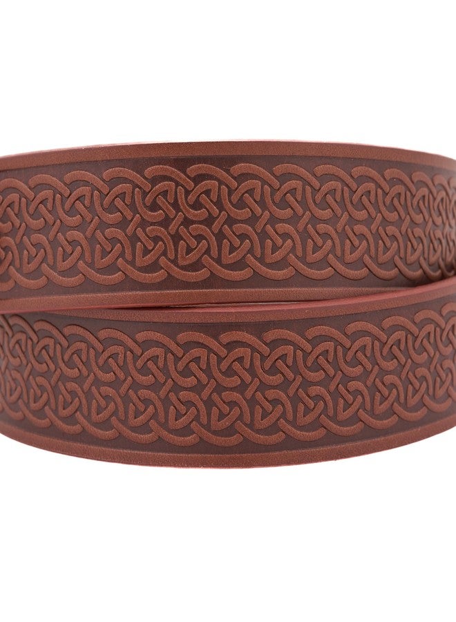 Biddy Murphy Men's Italian Leather Celtic Embossed Belt Brown, Imported, 1.25 Inch, 44-46 - Image 4