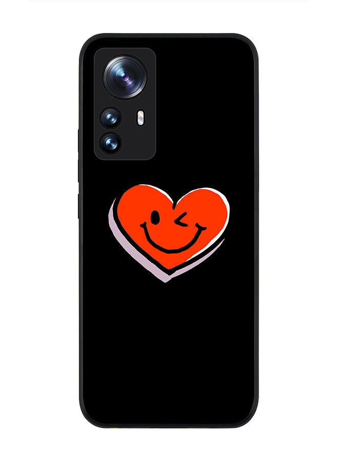 Stylizedd Rugged Black edge case for Xiaomi 12 Pro Slim fit Soft Case Flexible Rubber Edges Anti Drop TPU Gel Thin Cover - Winking Heart - Image 1