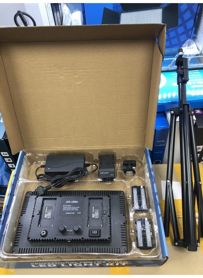 LED800 Camera Fill Light RGB Color Live Light U600 Beauty Wedding Shooting Outdoor Flat Lighting Light-Color Of Light Source:E800 High Configuration 【three Color Temperatures】 + 2 Batteries + 1 Char - Image 1