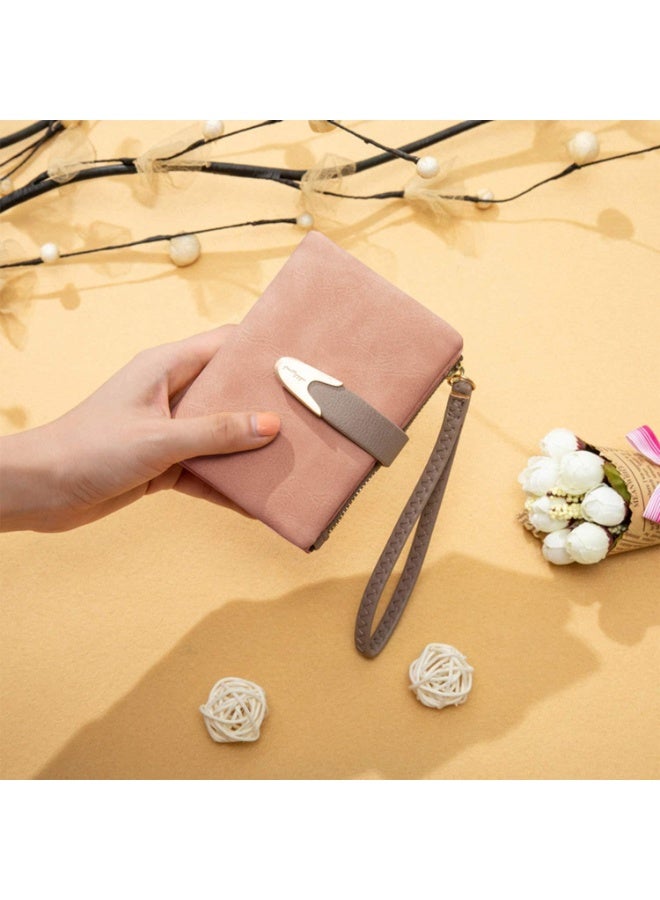 Wallets for Women Rfid Small Compact Bifold short Wallet,Ladies Wristlet Zipper Coin Purse, Pink, S - Image 5
