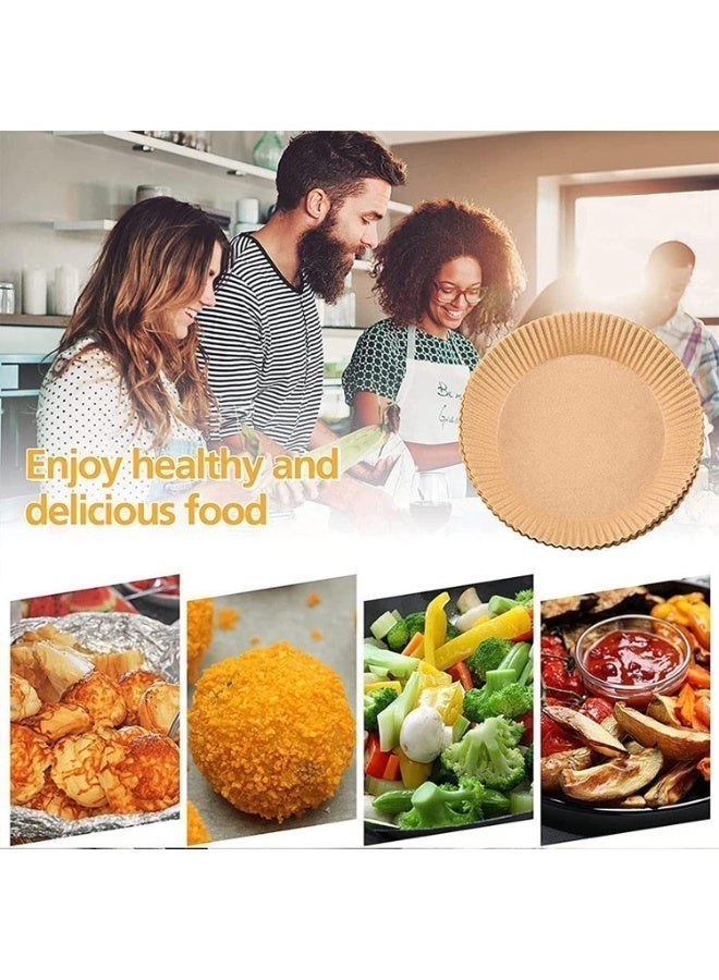 SKY-TOUCH 100 Pieces Air Fryer Disposable Paper Liners,Non Stick & Oil Proof Parchment Paper for Microwave and Gas Ovens,Square Food Grade Water-proof Baking Paper for Air Fryer,16cm/6.3inch,Brown - Image 3