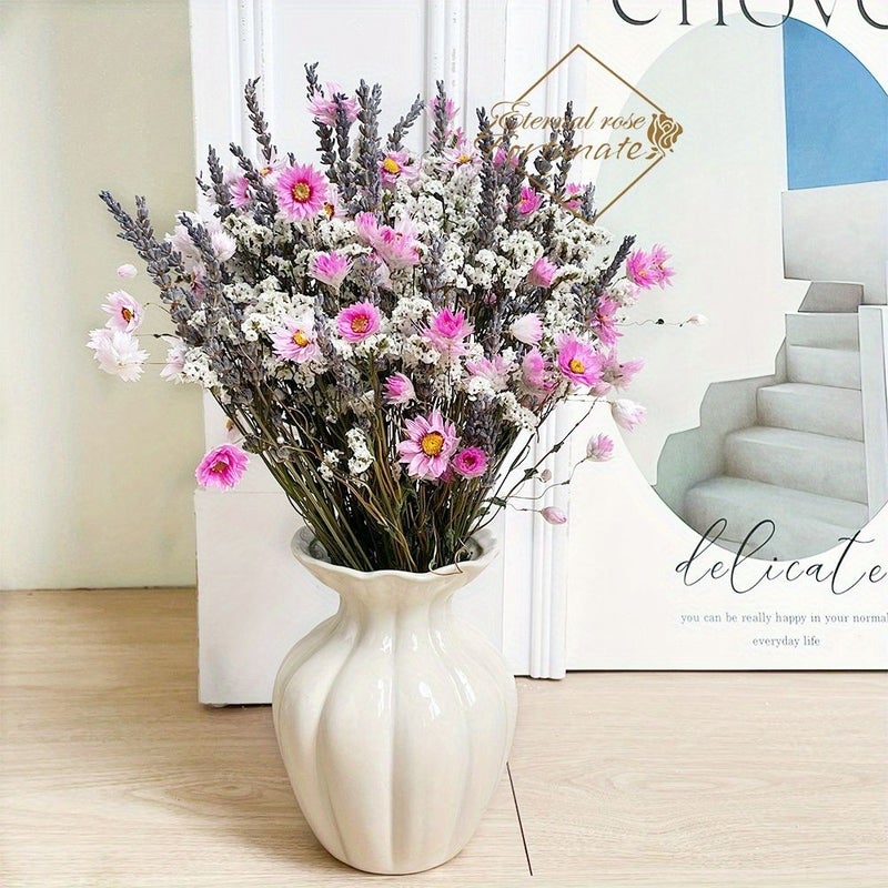 Dried Pink Daisy Flower Bouquet For Weddings Farmhouse Spring Decor - Image 4
