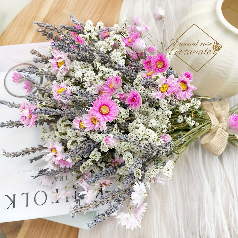 Dried Pink Daisy Flower Bouquet For Weddings Farmhouse Spring Decor - Image 5