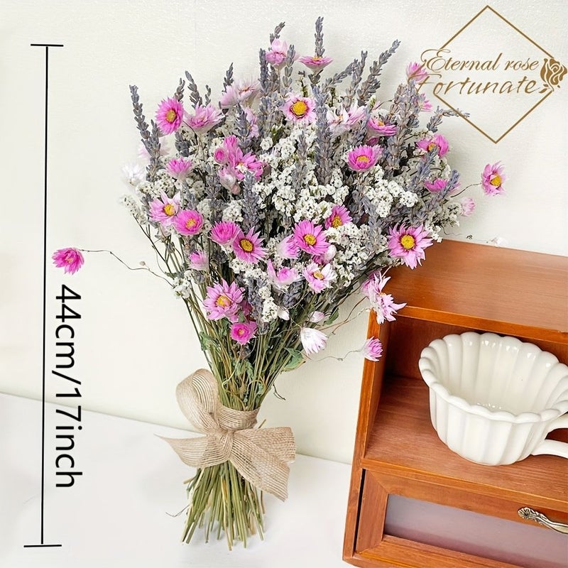 Dried Pink Daisy Flower Bouquet For Weddings Farmhouse Spring Decor - Image 3