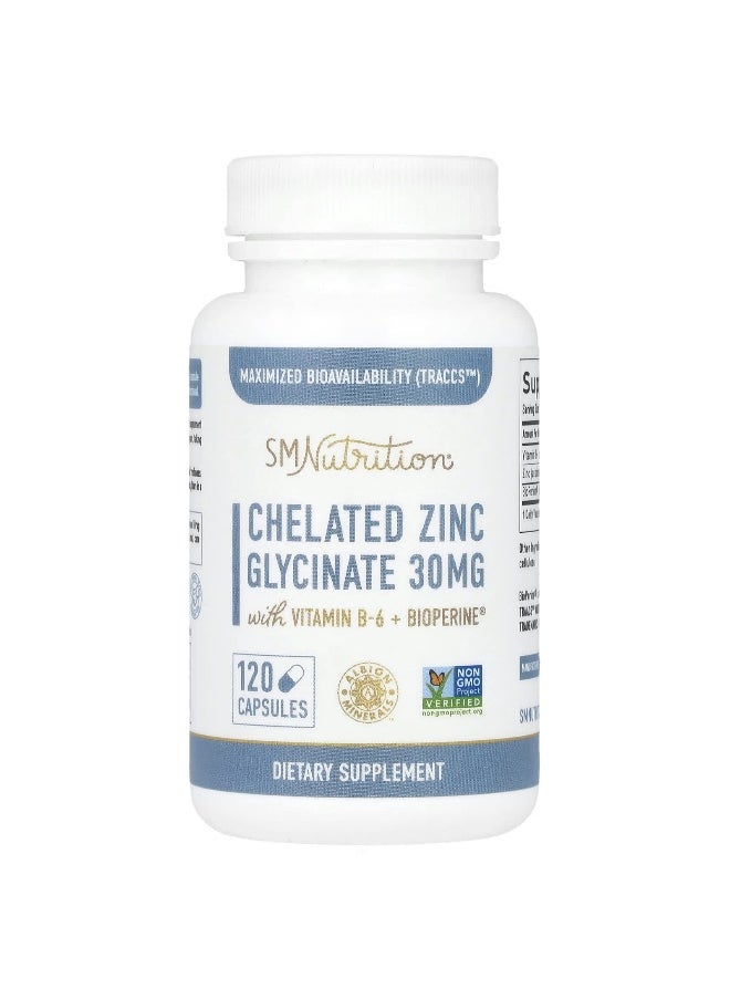SMNutrition SMNutrition, Chelated Zinc Glycinate, 120 Capsules  - Image 1