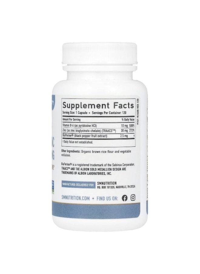 SMNutrition SMNutrition, Chelated Zinc Glycinate, 120 Capsules  - Image 2