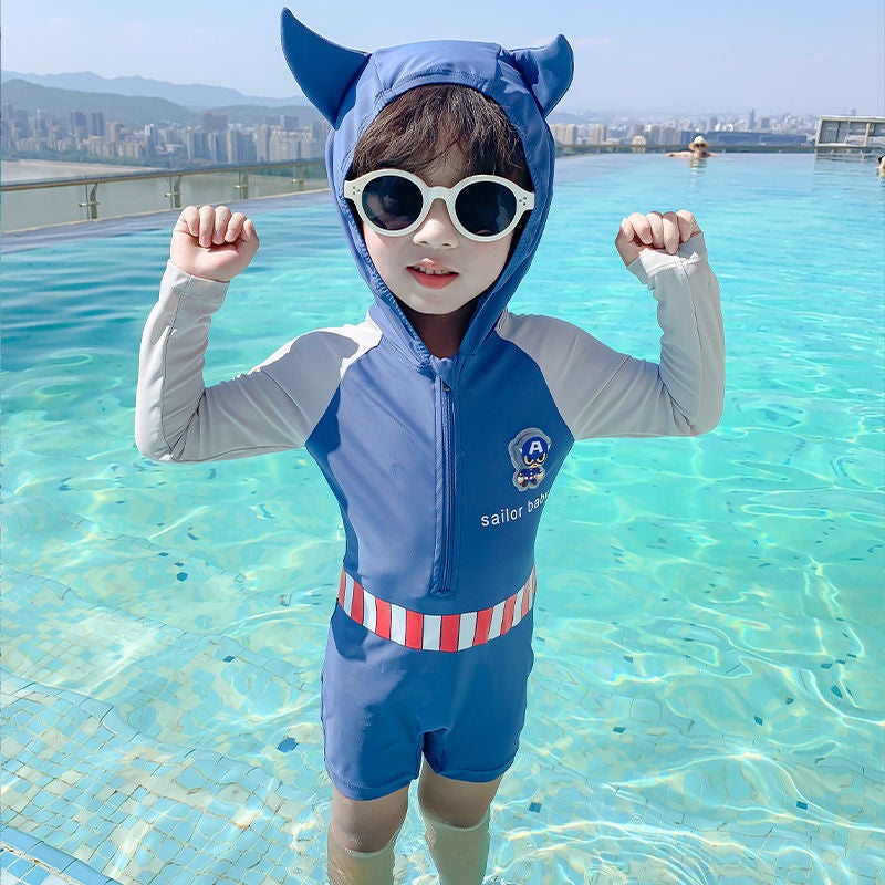 Kidsren'S One-Piece Swimsuit New Boys' Quick-Drying Short-Sleeved Beach Swimsuit For Small And Medium-Sized Boys - Image 3