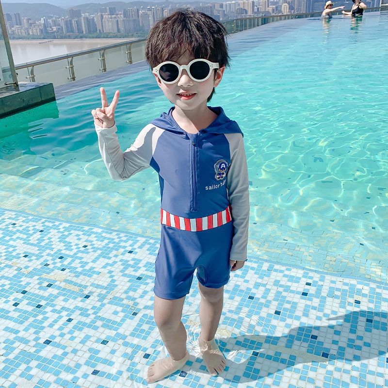 Kidsren'S One-Piece Swimsuit New Boys' Quick-Drying Short-Sleeved Beach Swimsuit For Small And Medium-Sized Boys - Image 2