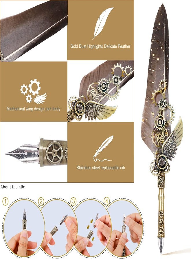 AIYNC Feather Pen, Calligraphy Pen Set - Writing Letters, Diaries, Signatures, Invitations and More (Grey) - Image 4
