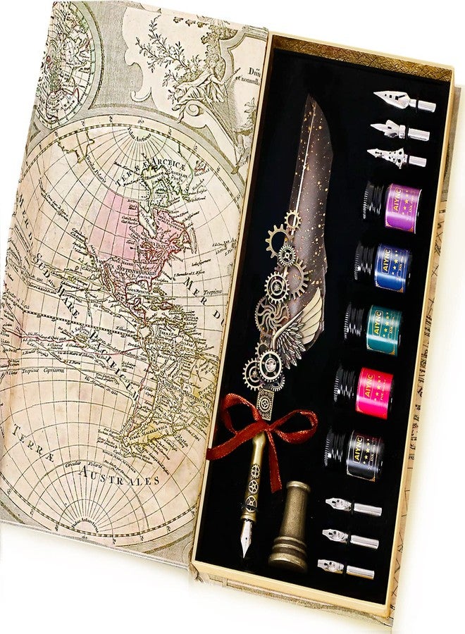 AIYNC Feather Pen, Calligraphy Pen Set - Writing Letters, Diaries, Signatures, Invitations and More (Grey) - Image 1