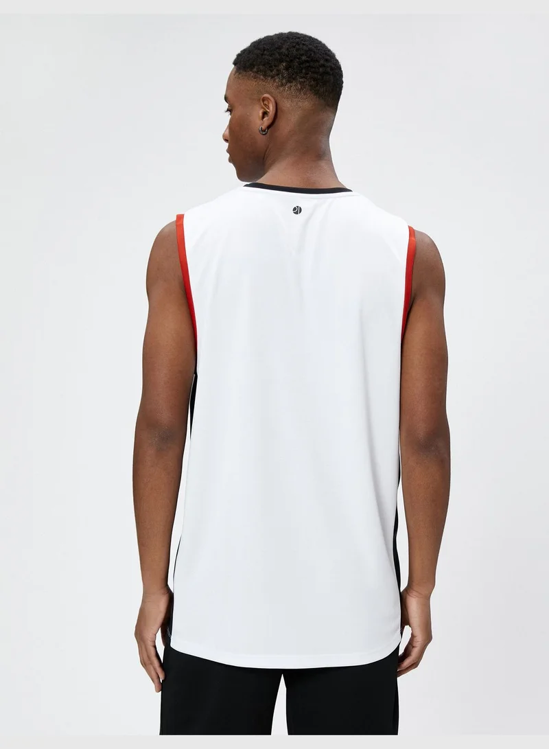 KOTON Sport Oversized Tanktop Basketball Printed Crew Neck