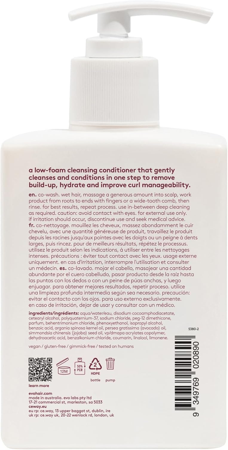EVO heads will roll cleansing conditioner light foaming cleansing conditioner for wavy curly hair gives suppleness and reduces frizz vegan sulphatefree 300 ml - Image 2