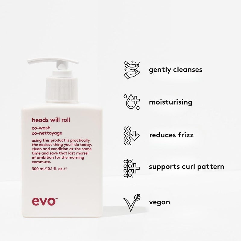 EVO heads will roll cleansing conditioner light foaming cleansing conditioner for wavy curly hair gives suppleness and reduces frizz vegan sulphatefree 300 ml - Image 3