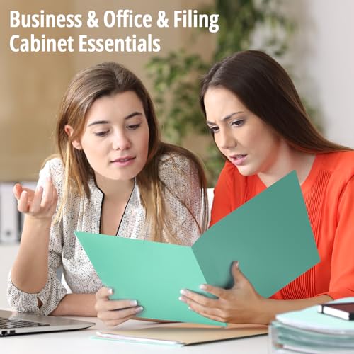 HABGP 12 Pack Colored File Folders with Pockets and Business Card Holder, Pastel Decorative Pocket Folders for Documents, Cute Plastic Folders for Filing Cabinet, School, Office, Resume Portfolio - Image 3