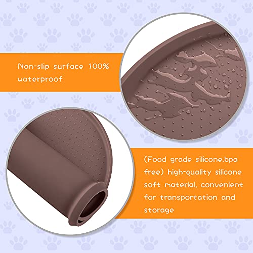 Yacee 100% Waterproof 0.5" Raised Edge BPA Free Silicone Dog Food Mat, Pet Cat Feeding Mats Contain Spills Protects Floors, Placemats for Cats and Dogs Water Bowl Dishwasher. (Small, Brown) - Image 3