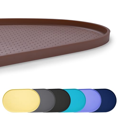 Yacee 100% Waterproof 0.5" Raised Edge BPA Free Silicone Dog Food Mat, Pet Cat Feeding Mats Contain Spills Protects Floors, Placemats for Cats and Dogs Water Bowl Dishwasher. (Small, Brown) - Image 1