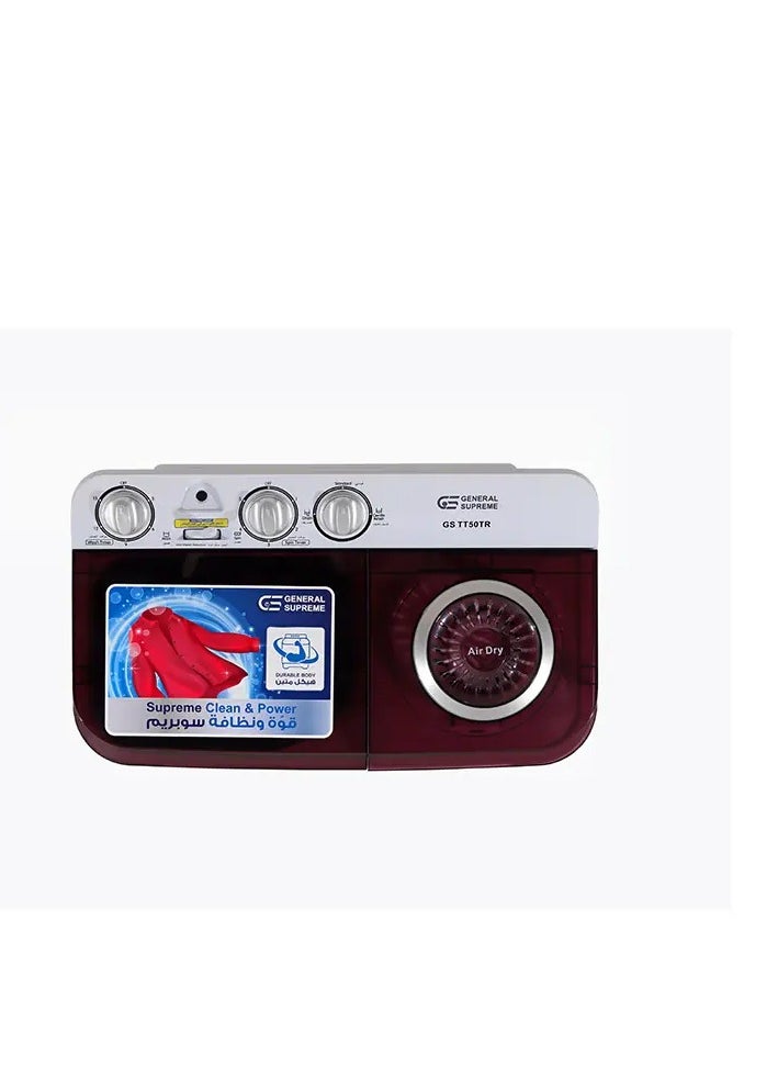 GENERAL SUPREME - General Supreme Washing Machine Twin Tub 5 KG White/Red GSTT50TR - Image 1