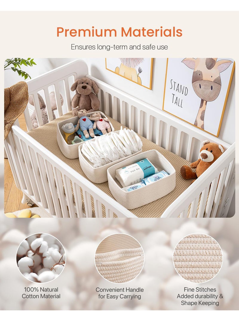 Uwals Small Woven Basket, 33X22X13CM, Storage Basket for Organizing, Cute Small Rope Shelf Closet Cube Storage Bins Baskets for Shelves, Dog Toy Basket, Gift Baskets Empty, 3 Packs, Off White  - Image 4