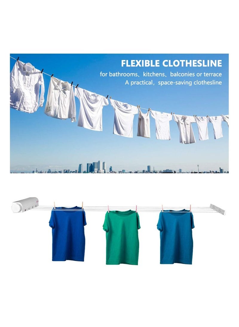 Clothes Drying Rope 4 Clothesline Clothesline Mounted Clothes Invisible Bathroom Drying Wall Retractable Rack Indoor Line  - Image 1
