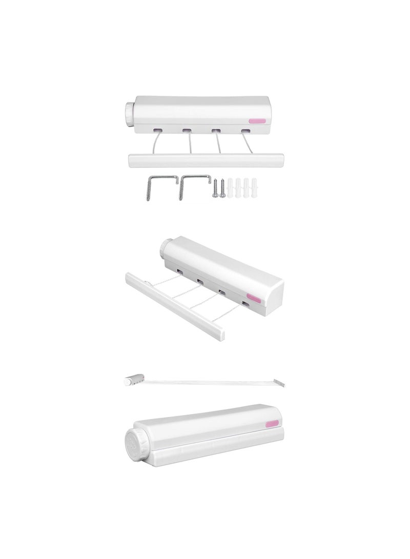 Clothes Drying Rope 4 Clothesline Clothesline Mounted Clothes Invisible Bathroom Drying Wall Retractable Rack Indoor Line  - Image 2