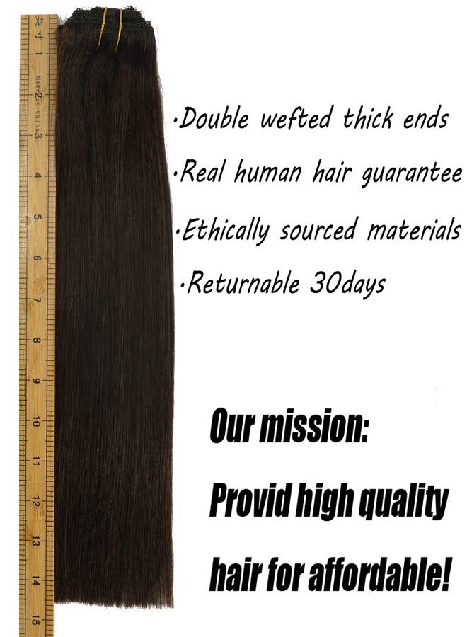 Eufficco Real Human Hair Lace Clip In Hair Extensions Thick Ends Color Off Black #1b 14inch 100g Remy Hair Extensions - Image 4