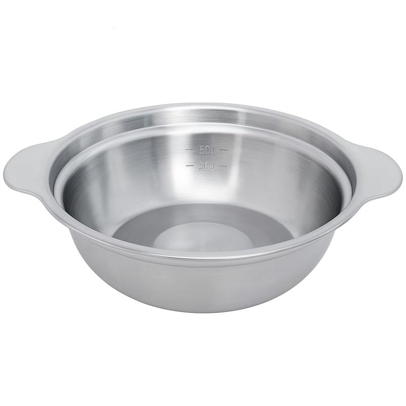 SHREESAMP وعاء بايلا من الفولاذ المقاوم للصدأ الفضي - مطروق يدويًا مع مقبضين مزدوجين، وعاء نودلز كوري غير لاصق، وعاء شوربة متعدد الاستخدامات للطهي والتقديم، أدوات طهي سهلة التنظيف للمطبخ - Image 1