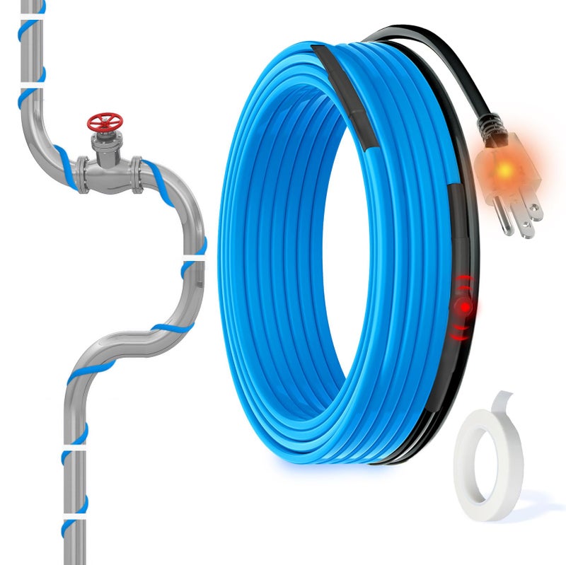 MAXKOSKO 6 Ft. 120 V Heating Cable for Pipe Freeze Protection, Self-Regulating Heat Tape for Water Pipes for Metal and Plastic Pipes, Energy-Saving Heat Trace Cable Keeps Water Flowing at -40 Â°F - Image 1