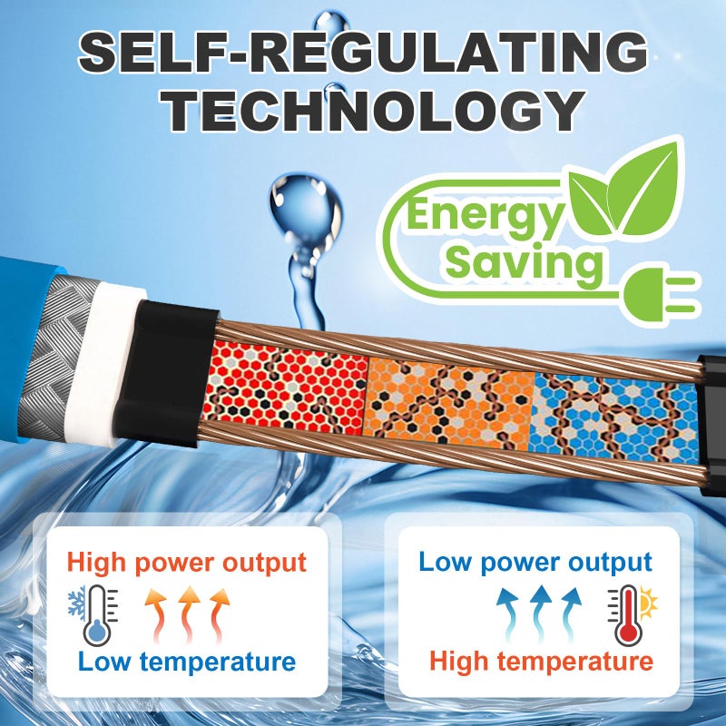 MAXKOSKO 6 Ft. 120 V Heating Cable for Pipe Freeze Protection, Self-Regulating Heat Tape for Water Pipes for Metal and Plastic Pipes, Energy-Saving Heat Trace Cable Keeps Water Flowing at -40 Â°F - Image 4