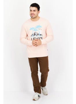 Levi's Men Crew Neck Long Sleeve Graphic Print Sweatshirts, Peach  - Image 4