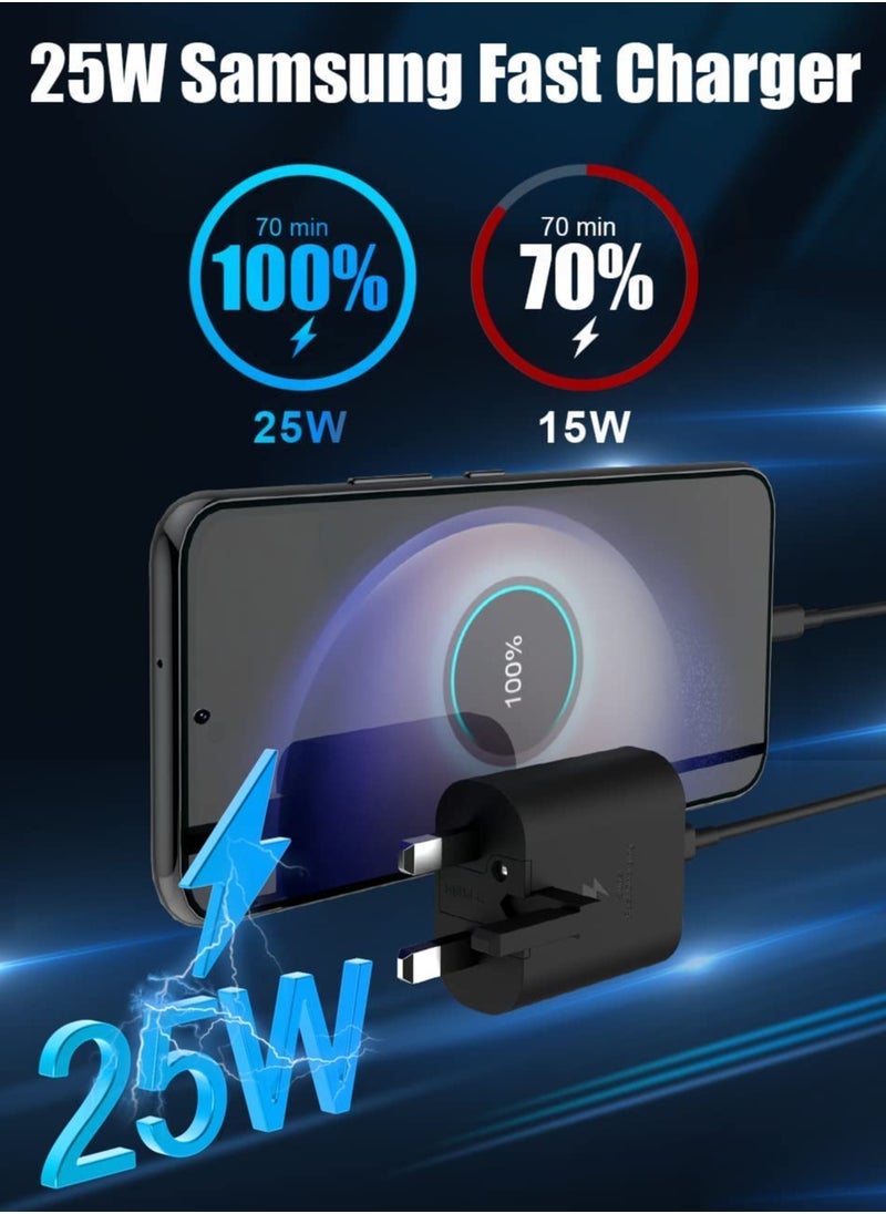 Generic - 25W for Samsung Phone Fast Charger for S23, S23+, S23 Ultra, S22, S22+, S22 Ultra, S21, S21 Ultra, S21+, S20, A33, A72, A71, A53, A52, A51, A50, M33 USB C Cable and Plug Charge - Image 1