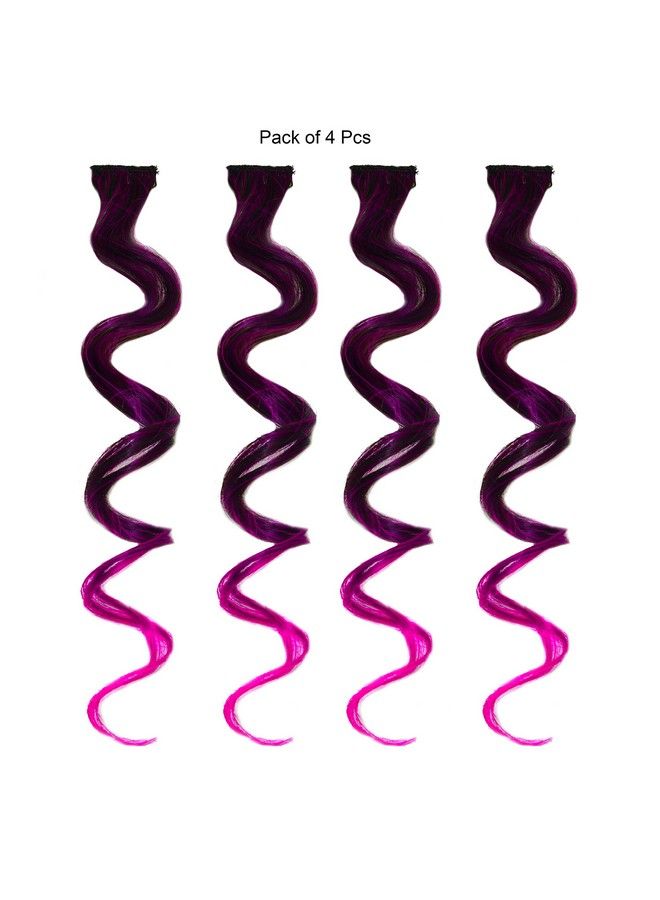 Rapidsflow Double Shade Colored Hair Streak/Hair Extensions For Women And Girls Real Hair For Highlighting Set Of 4Pc (Curly Winepink) - Image 4