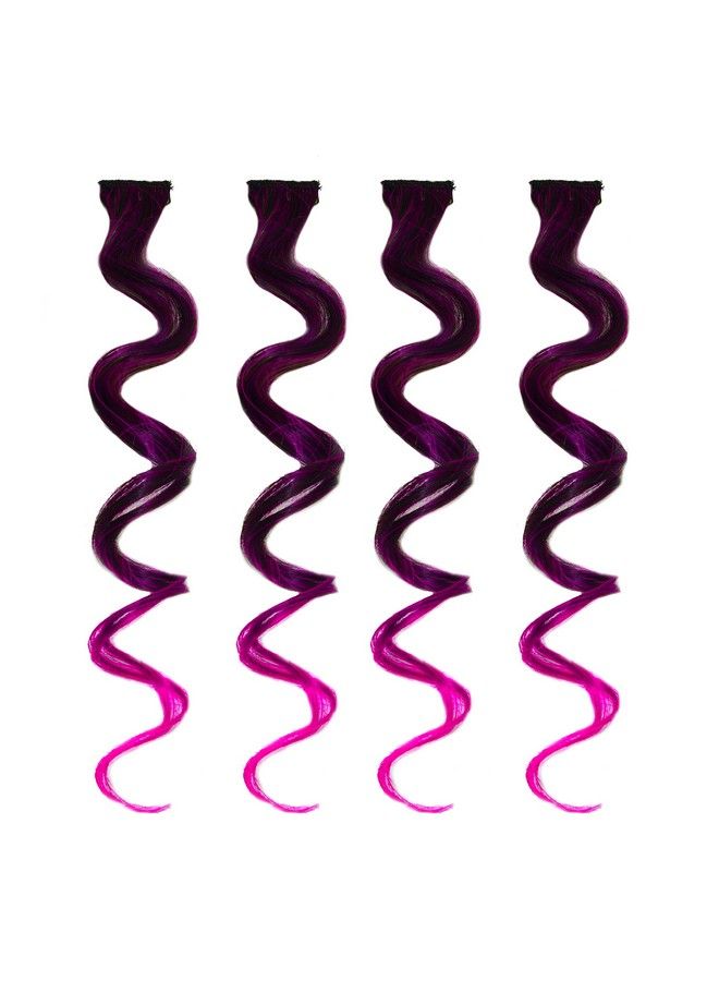 Rapidsflow Double Shade Colored Hair Streak/Hair Extensions For Women And Girls Real Hair For Highlighting Set Of 4Pc (Curly Winepink) - Image 2