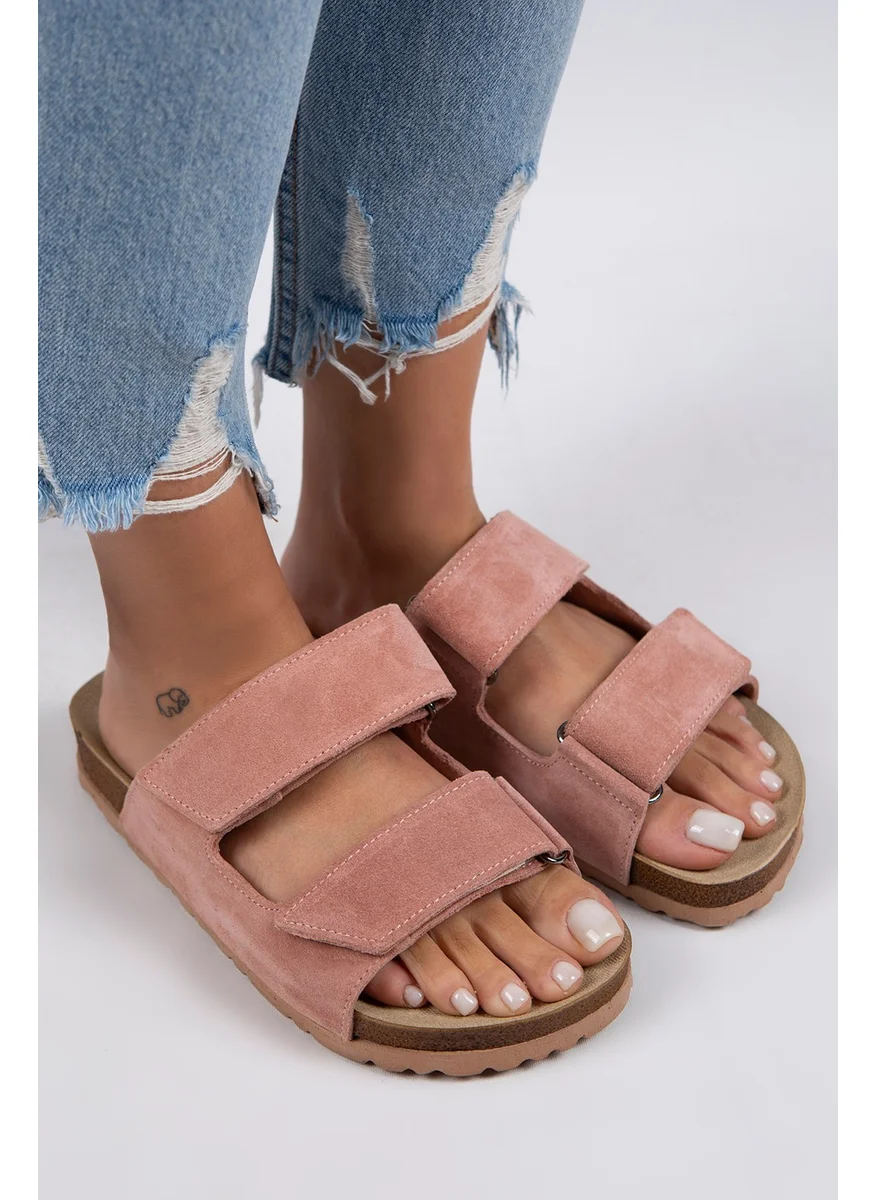 Manijero Vina Women's Genuine Leather Double Velcro Powder Slippers