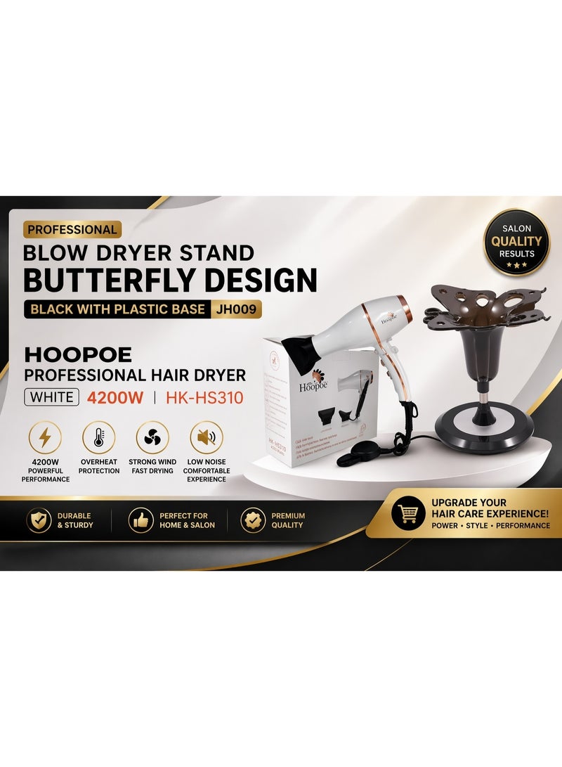 Hoopoe Professional 4200W Hair Dryer with Butterfly Stand  Salon Quality Performance HK-HS310 - Image 1