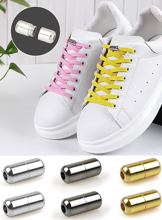 رات سو ٣ أزواج من أقفال أربطة الأحذية المغناطيسية المعدنية بدون ربط – مشابك أربطة بدون عقد للأطفال والكبار للأحذية الرياضية - Image 1