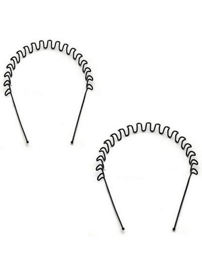 CHANDERKASH Set of 2 2pcs Black Metal Headbands with Wavy Spring Design - Non-Slip, Durable Hair Accessories for Outdoor Sports & Fashionable Look, Versatile Hairband - Image 1