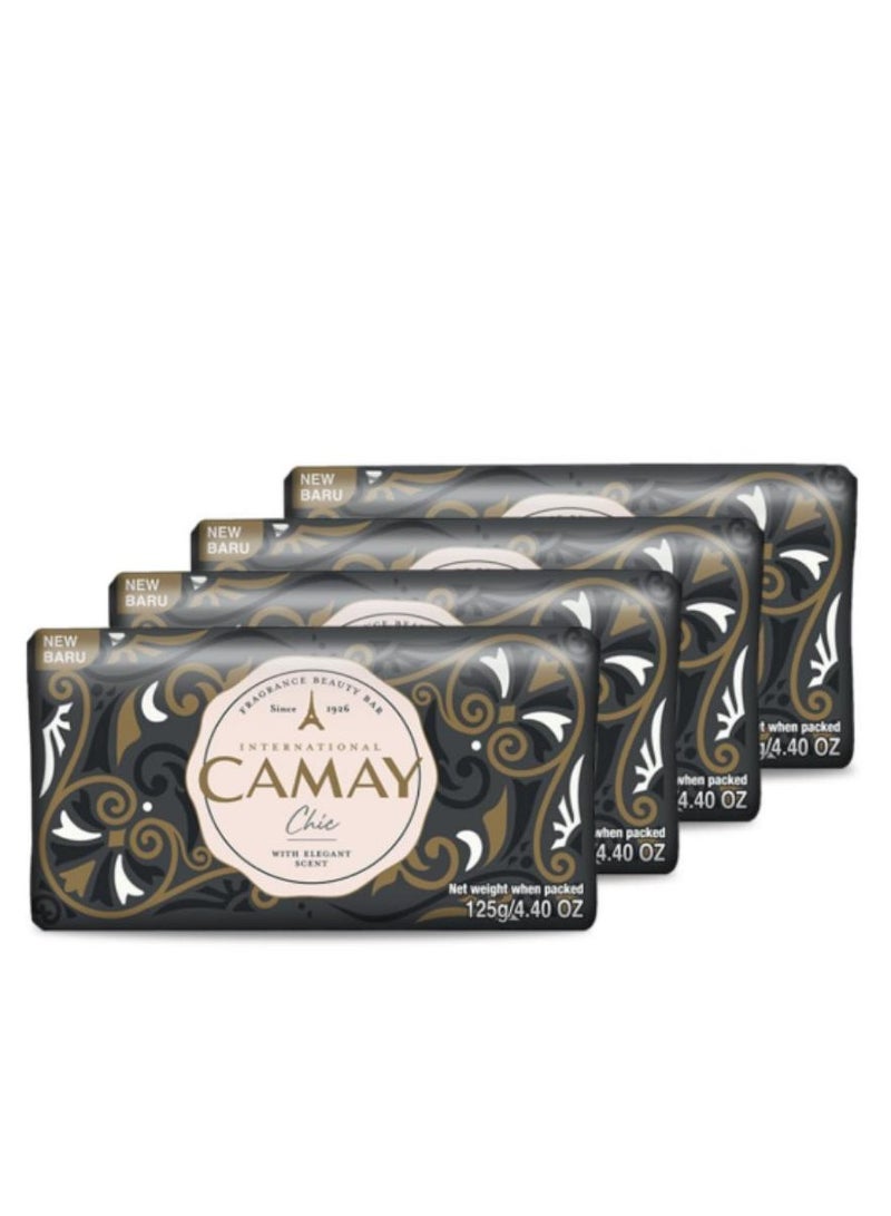 Chic Citrus Beauty Soap with Aromatic Wood, Indulging French Fragrance, Moisturizing Bathing Body Soap with Nature’s Scent & Creamy Lather for Daily Skincare, 125g 4 Pcs