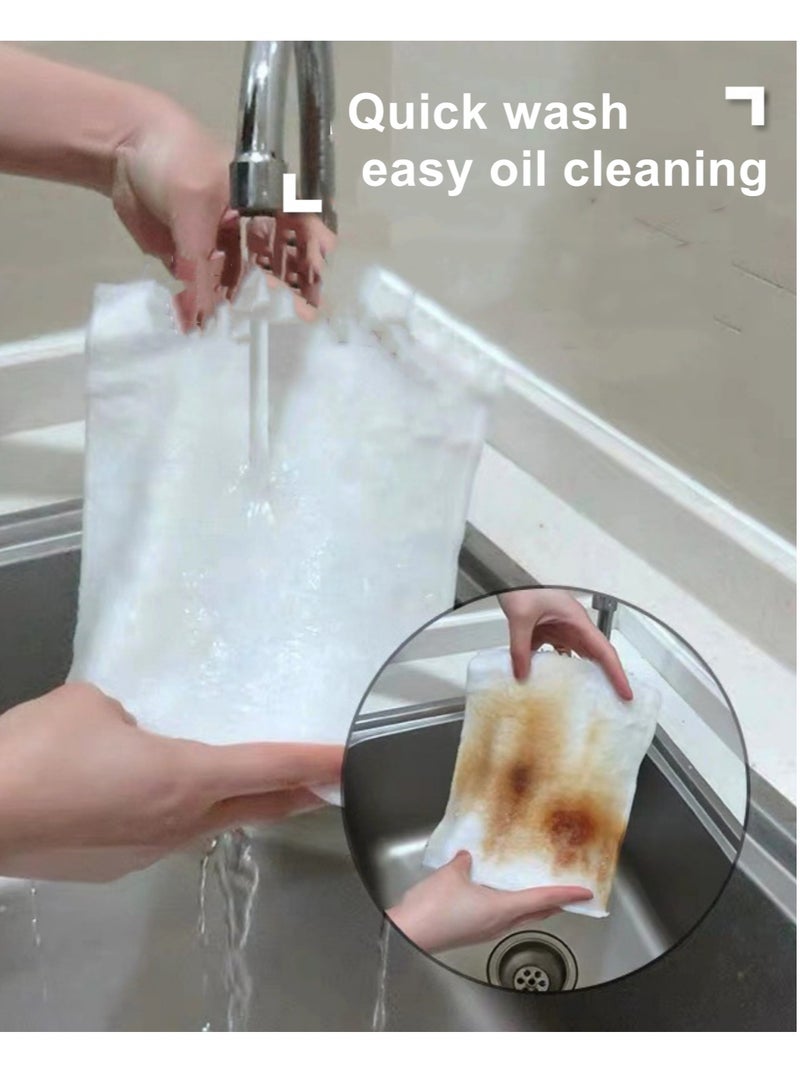 4 Packs of household bamboo fiber dishwashing cloths, kitchen cleaning towels, water-absorbing and degreasing double-layer thickened scouring pads, cleaning cloths, 2 pieces 18*23cm, 2 pieces 27*30cm  - Image 1