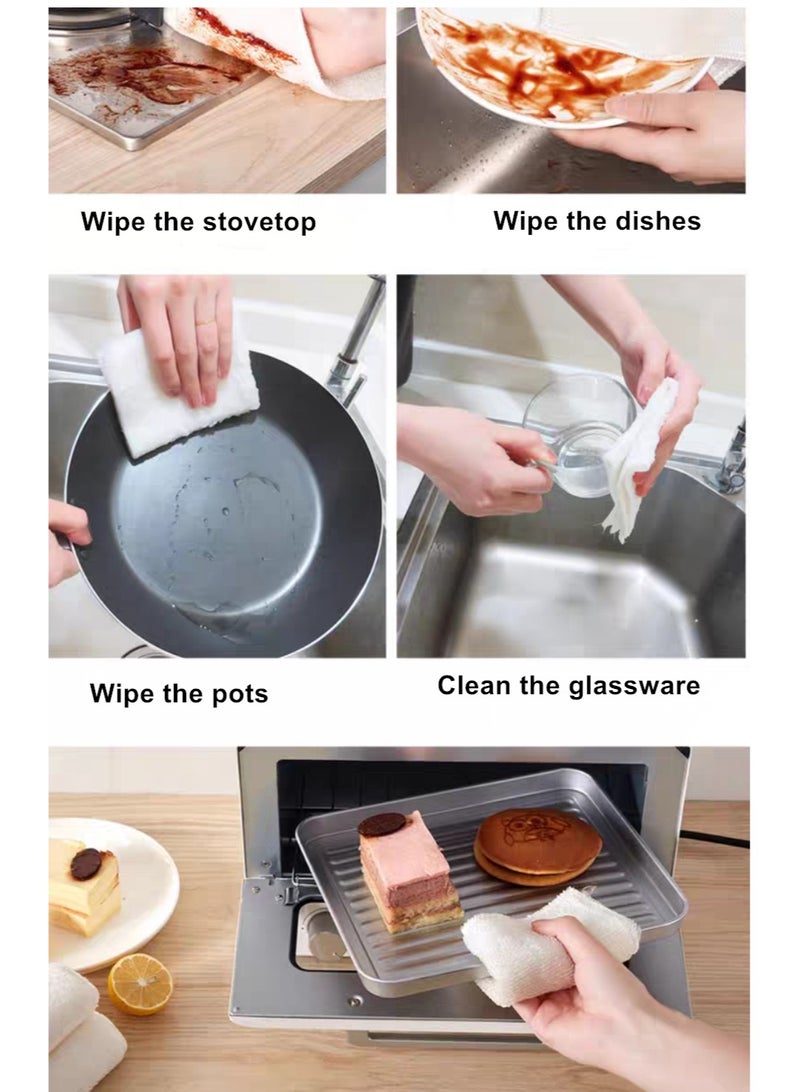 4 Packs of household bamboo fiber dishwashing cloths, kitchen cleaning towels, water-absorbing and degreasing double-layer thickened scouring pads, cleaning cloths, 2 pieces 18*23cm, 2 pieces 27*30cm  - Image 5