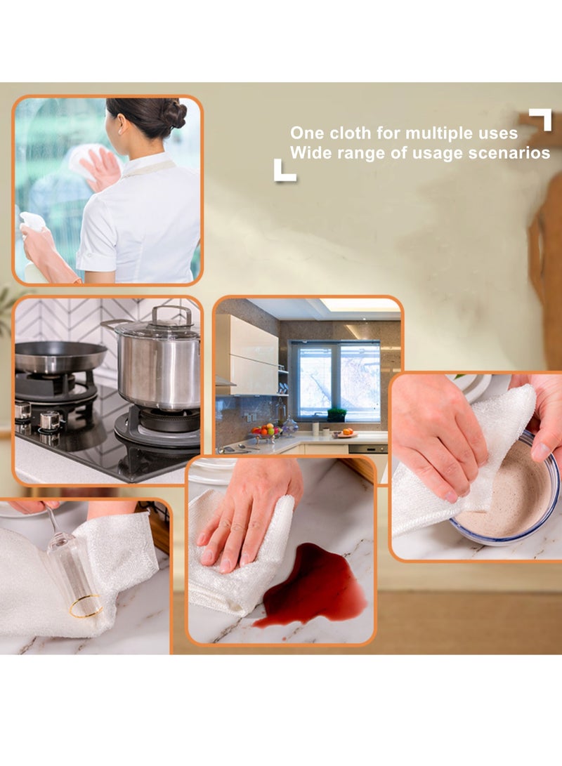 4 Packs of household bamboo fiber dishwashing cloths, kitchen cleaning towels, water-absorbing and degreasing double-layer thickened scouring pads, cleaning cloths, 2 pieces 18*23cm, 2 pieces 27*30cm  - Image 3