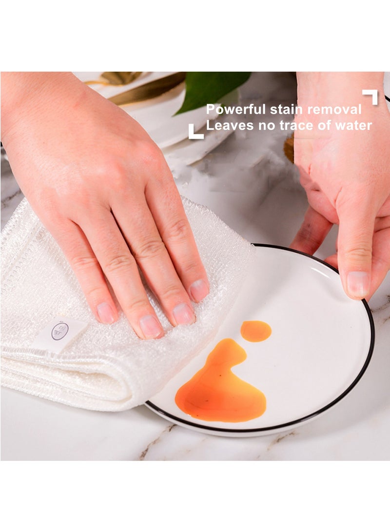 Super soft and quick-drying napkins (4 pack) for household bamboo fiber dishwashing cloths, kitchen cleaning towels, strong water absorption and degreasing, double-layer thickened, 2 pieces (18*23cm) + 2 pieces (27*30cm) - Image 5