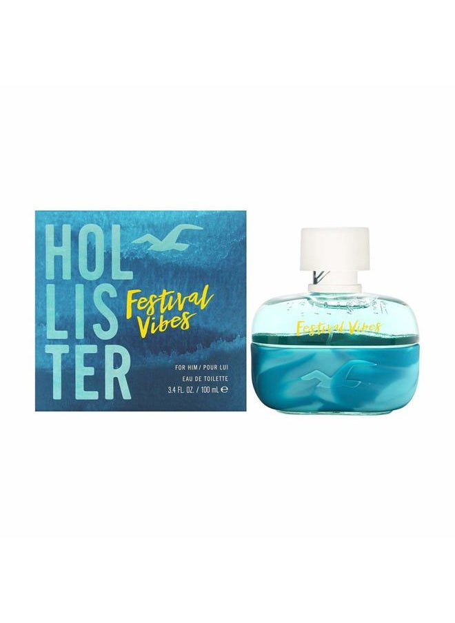 HOLLISTER Festival Vibes Eau de Toilette Spray for Men, 3.4 Ounce  - Image 1